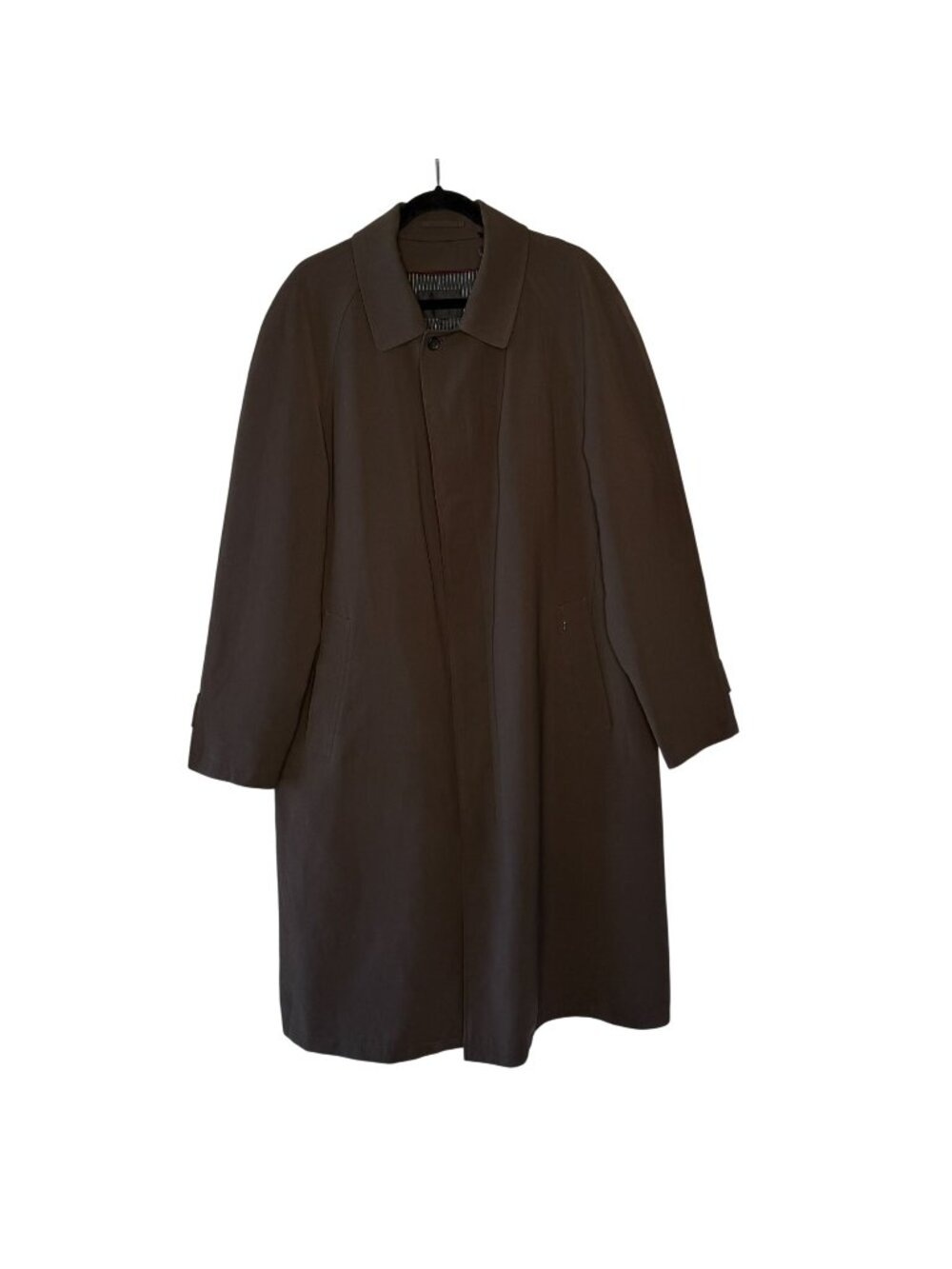 Sanyo Mens Brown Overcoat Balmacaan Coat R42 Long Trench Lined Brown